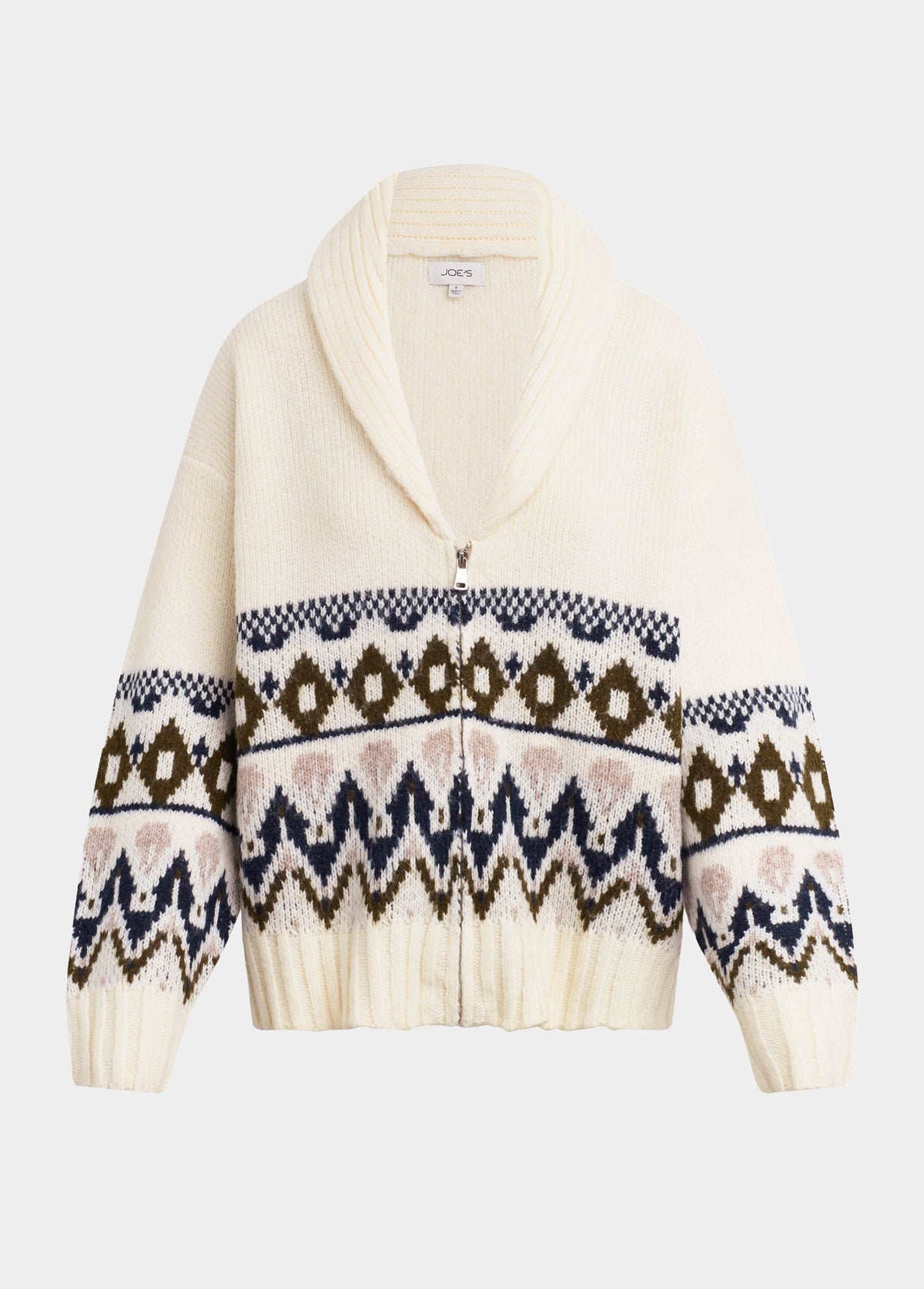 Joe's Jeans Women THE INGA FAIR ISLE CARDIGAN Ecru Muti Fair Isle