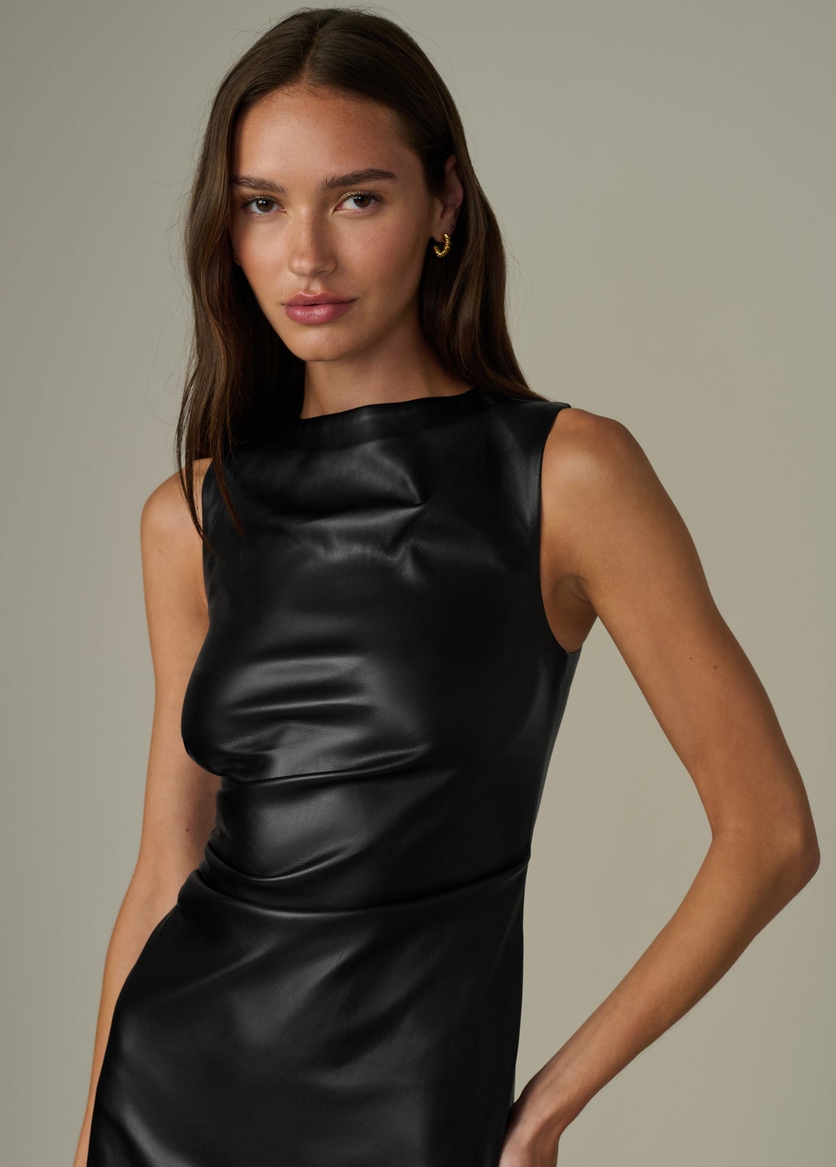 Joe's Jeans Women THE MEG VEGAN LEATHER DRESS Black