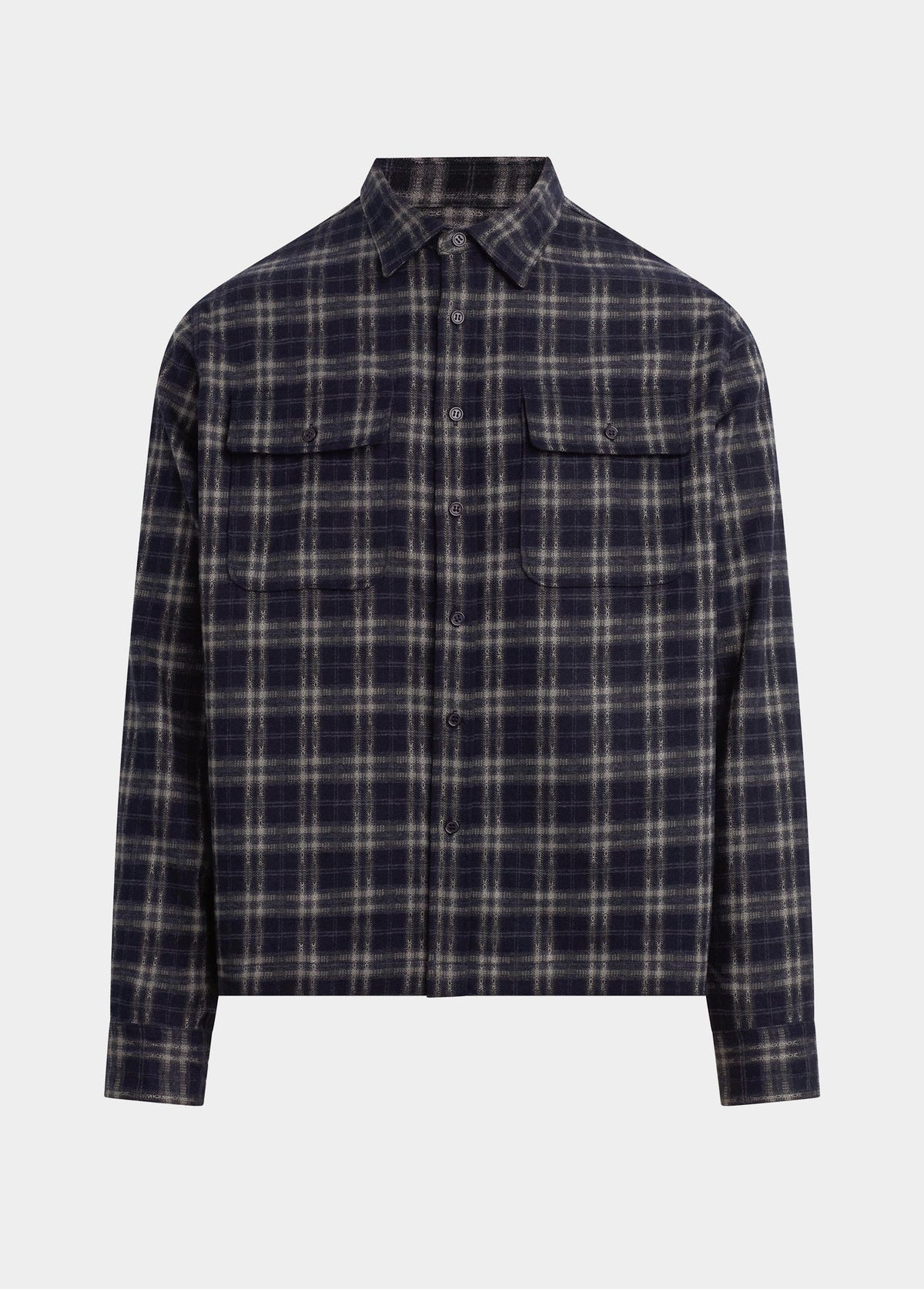 Joe's Jeans Men PLAID DOUBLE FLAP POCKET SHIRT Navy Multi