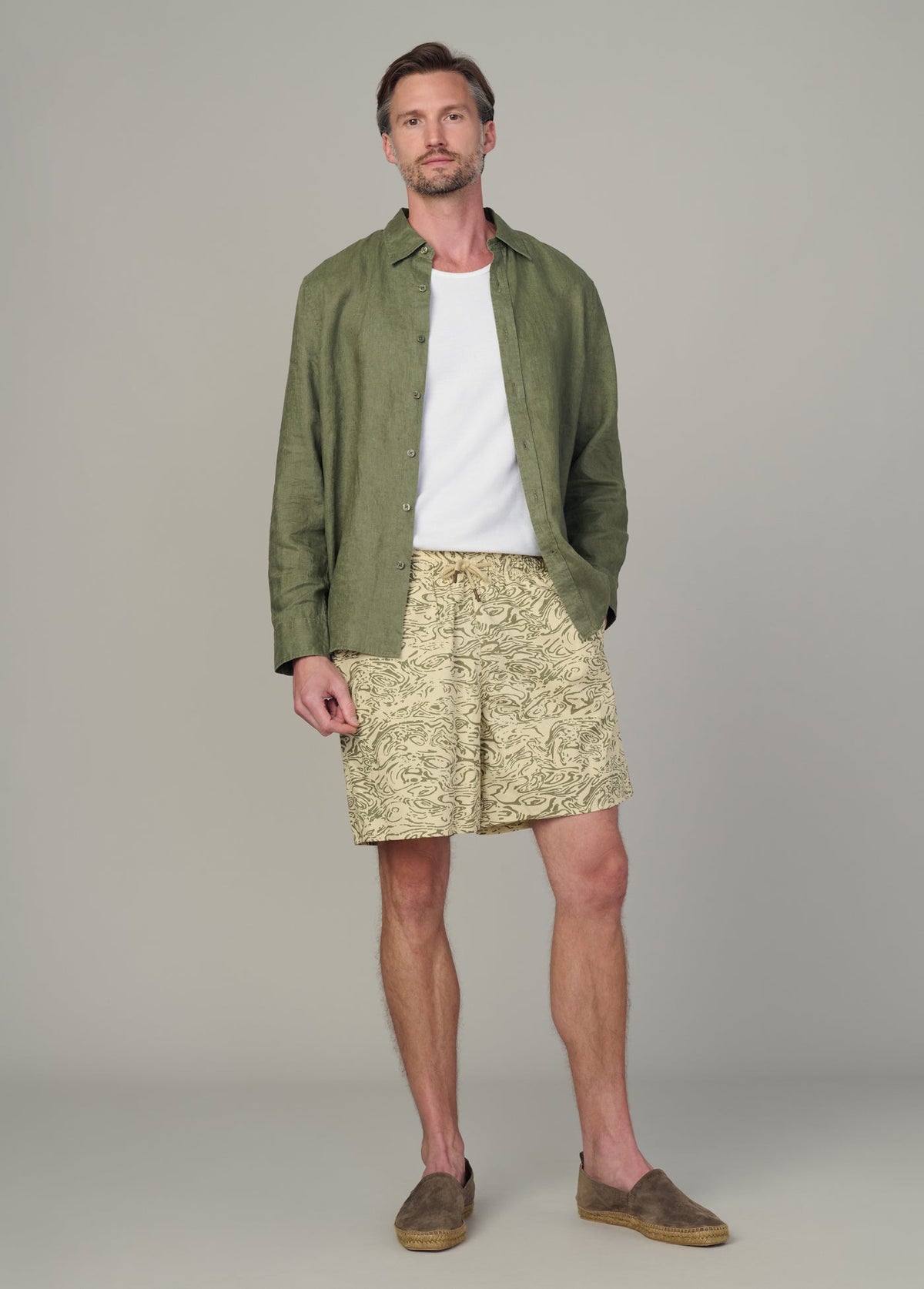 Joe's Jeans Men|Sale CAMP COLLAR PRINTED SHIRT Tropical Green