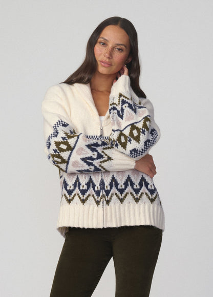 Joe's Jeans Women THE INGA FAIR ISLE CARDIGAN Ecru Muti Fair Isle