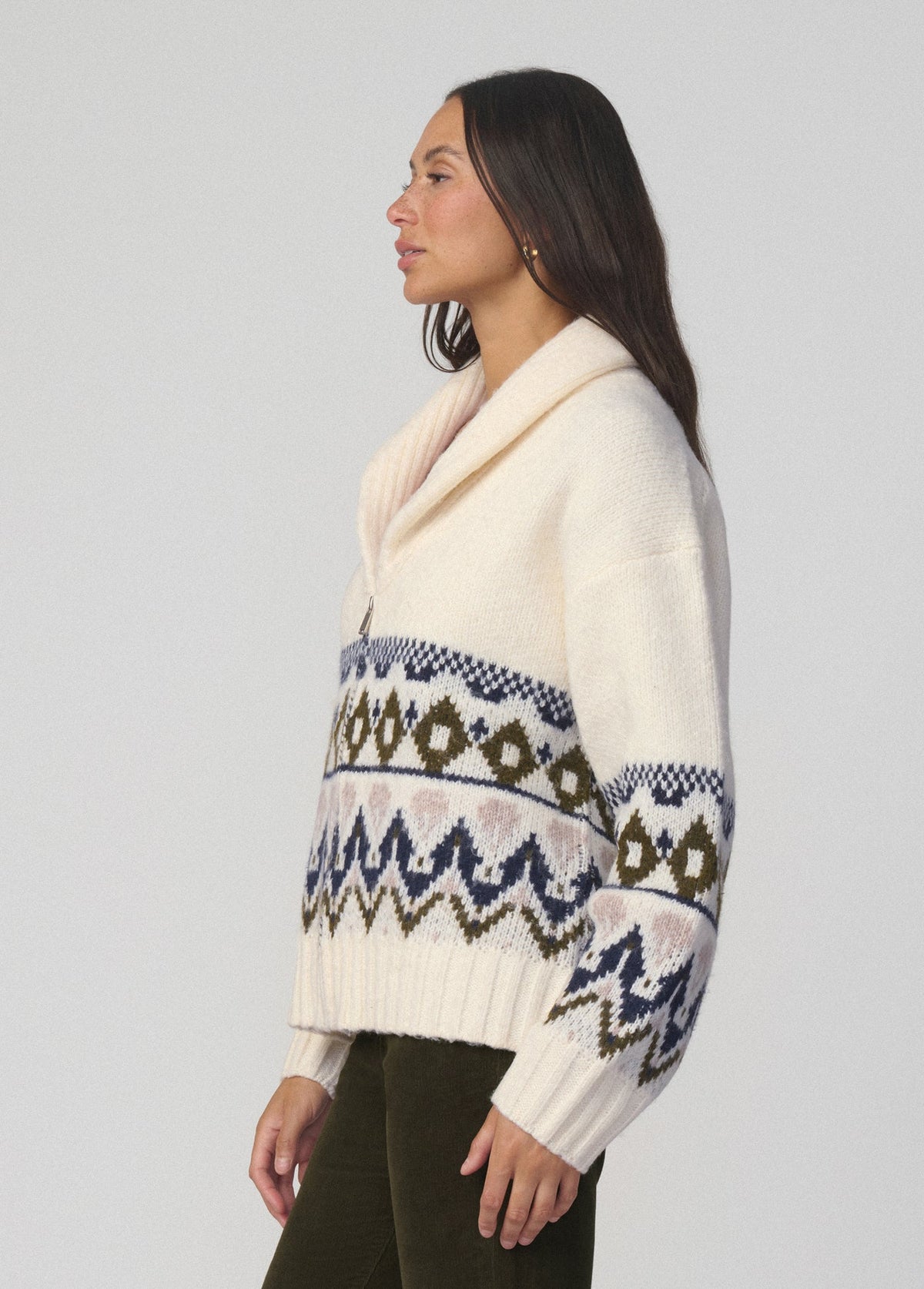 Joe's Jeans Women THE INGA FAIR ISLE CARDIGAN Ecru Muti Fair Isle