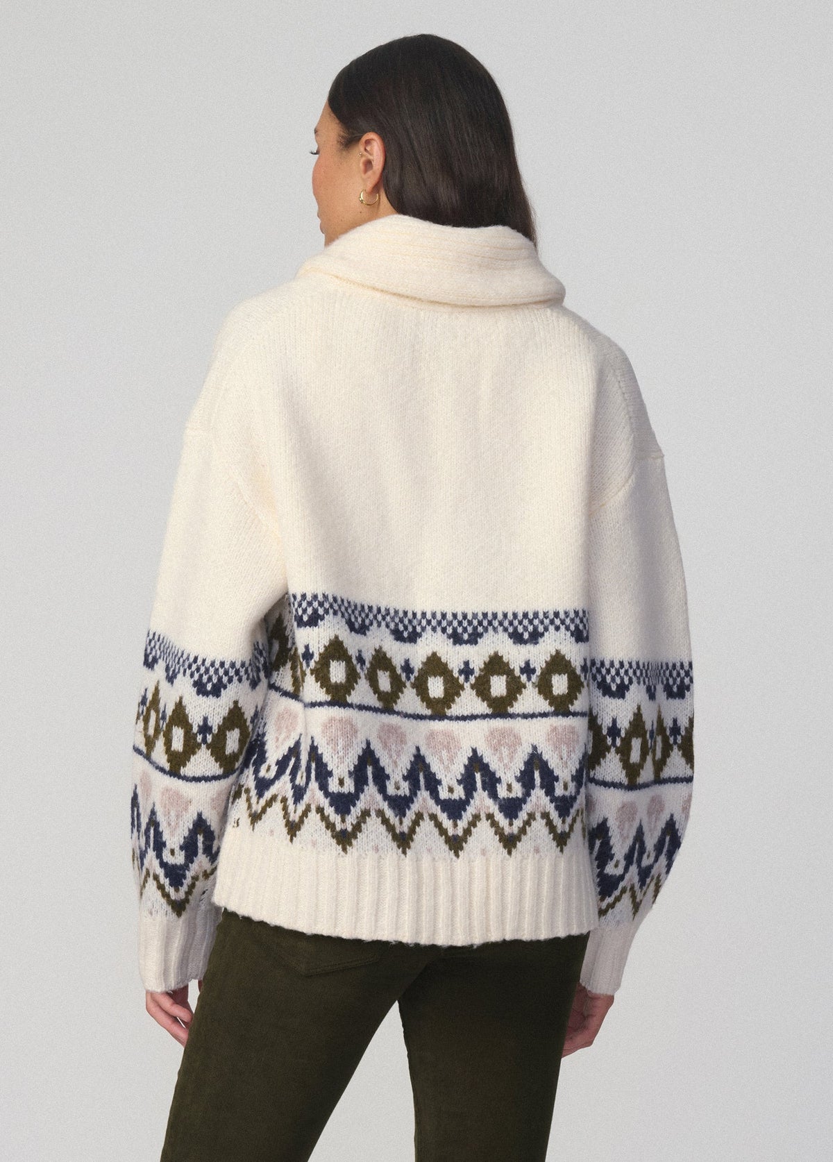 Joe's Jeans Women THE INGA FAIR ISLE CARDIGAN Ecru Muti Fair Isle