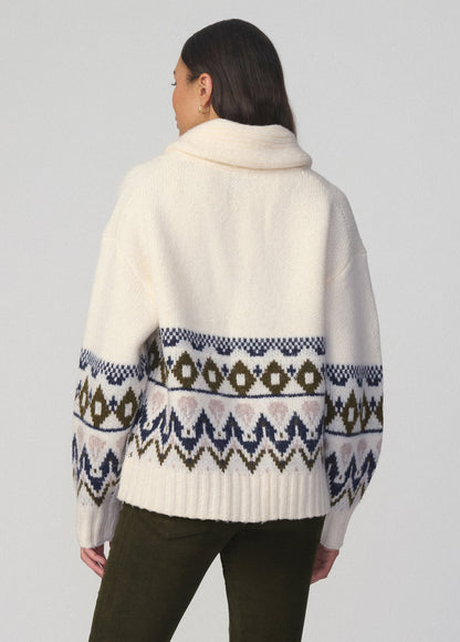 Joe's Jeans Women THE INGA FAIR ISLE CARDIGAN Ecru Muti Fair Isle