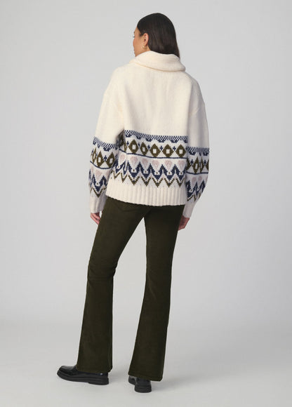 Joe's Jeans Women THE INGA FAIR ISLE CARDIGAN Ecru Muti Fair Isle