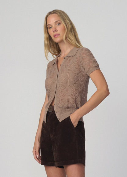 Joe's Jeans Women THE DAVEY SHORT SLEEVE CARDIGAN Mink