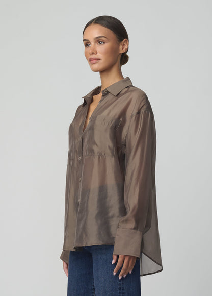 Joe's Jeans Women THE ORGANZA BOYFRIEND SHIRT Portobello