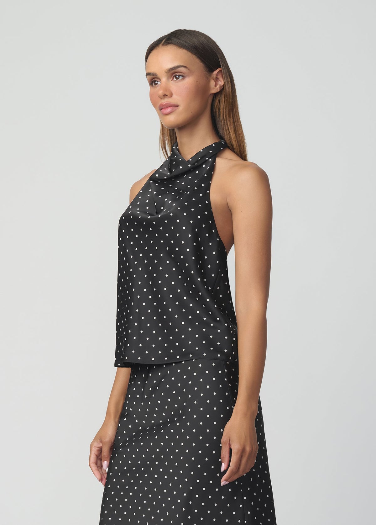 Joe's Jeans Women THE INES DRAPED HALTER Black Polka Dot