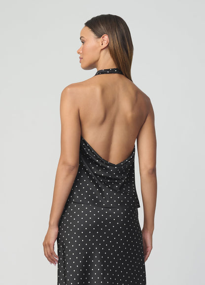 Joe's Jeans Women THE INES DRAPED HALTER Black Polka Dot