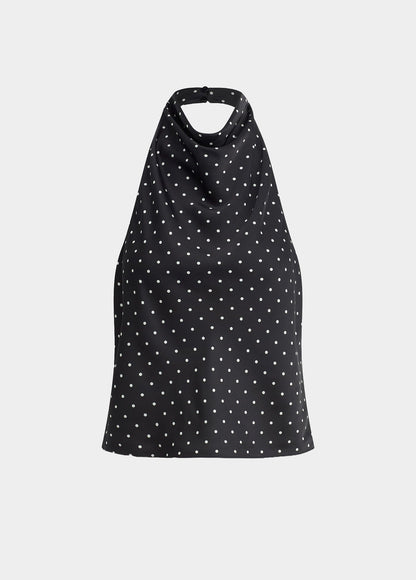 Joe's Jeans Women THE INES DRAPED HALTER Black Polka Dot