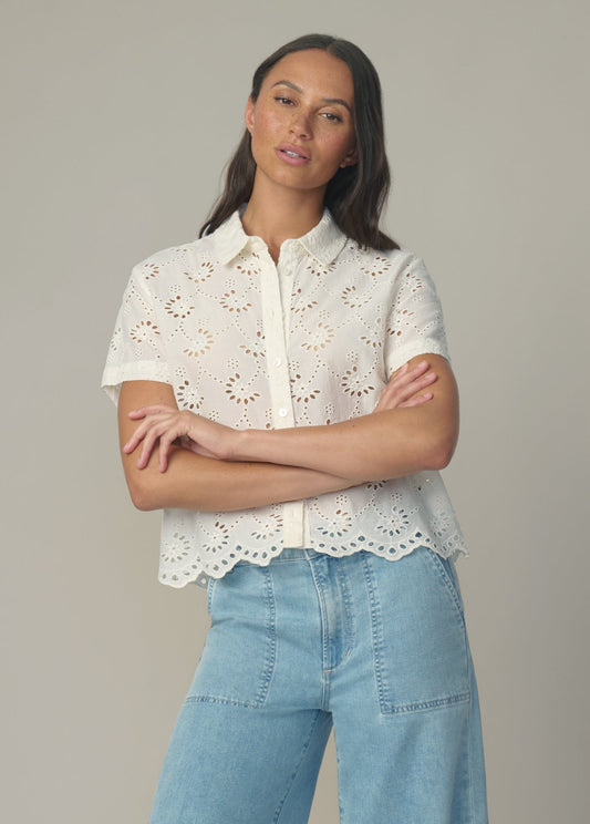 Joe's Jeans Women|Sale THE EYELET SHORT SLEEVE SHIRT Ecru