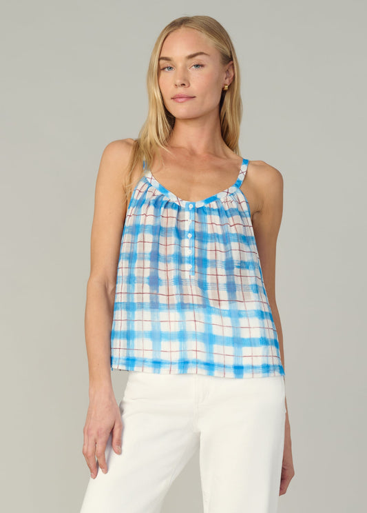 Joe's Jeans Women|Sale THE CHARLIE SLEEVELESS BLOUSE Blue Rust Checkered