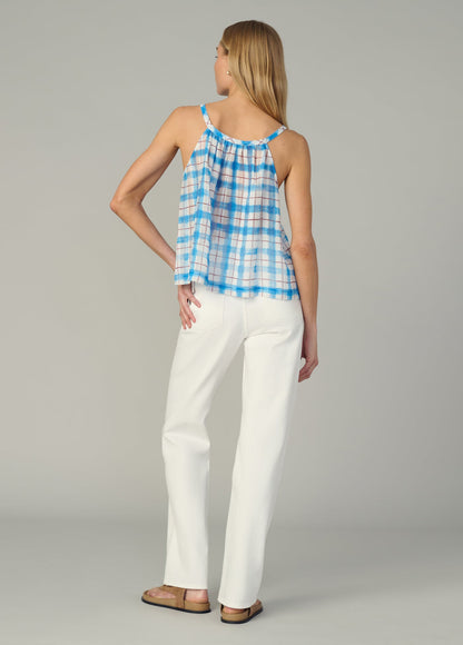 Joe's Jeans Women|Sale THE CHARLIE SLEEVELESS BLOUSE Blue Rust Checkered