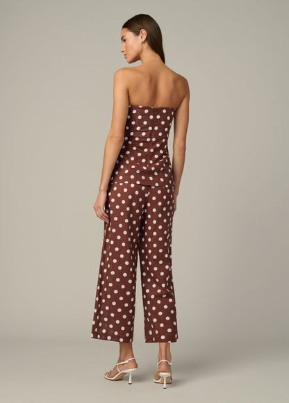Joe's Jeans Women THE MARIEL STRAPLESS TOP Chocolate Ecru Dot