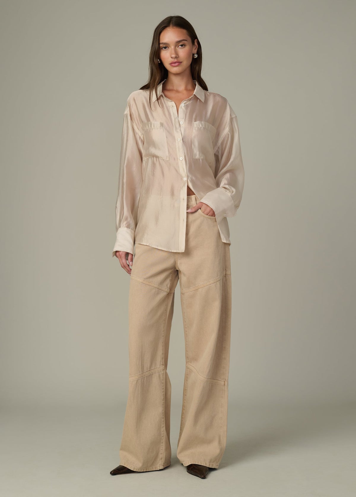 Joe's Jeans Women THE ORGANZA BOYFRIEND SHIRT Prosecco
