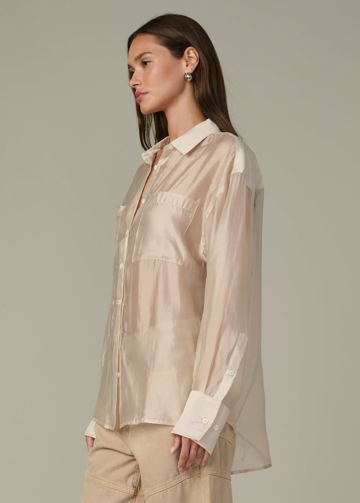 Joe's Jeans Women THE ORGANZA BOYFRIEND SHIRT Prosecco