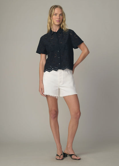Joe's Jeans Women|Sale THE EYELET SHORT SLEEVE SHIRT Black