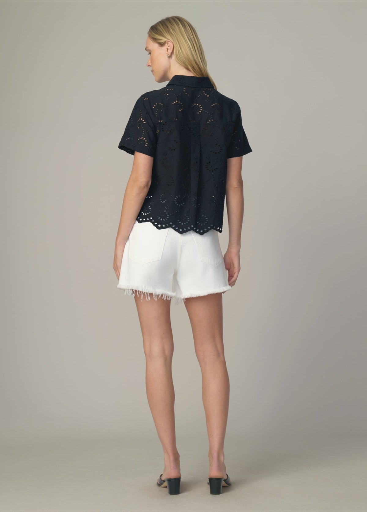 Joe's Jeans Women|Sale THE EYELET SHORT SLEEVE SHIRT Black