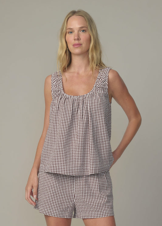 Joe's Jeans Women THE ANA U-NECK SLEEVELESS BLOUSE Macchiato Gingham