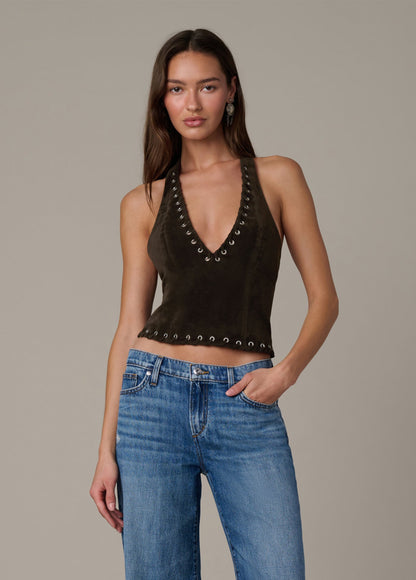 Joe's Jeans Women|Sale THE RODEO SUEDE HALTER Dark Chocolate