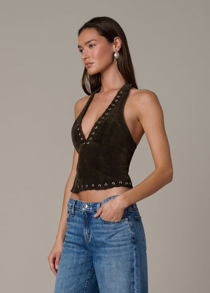 Joe's Jeans Women|Sale THE RODEO SUEDE HALTER Dark Chocolate