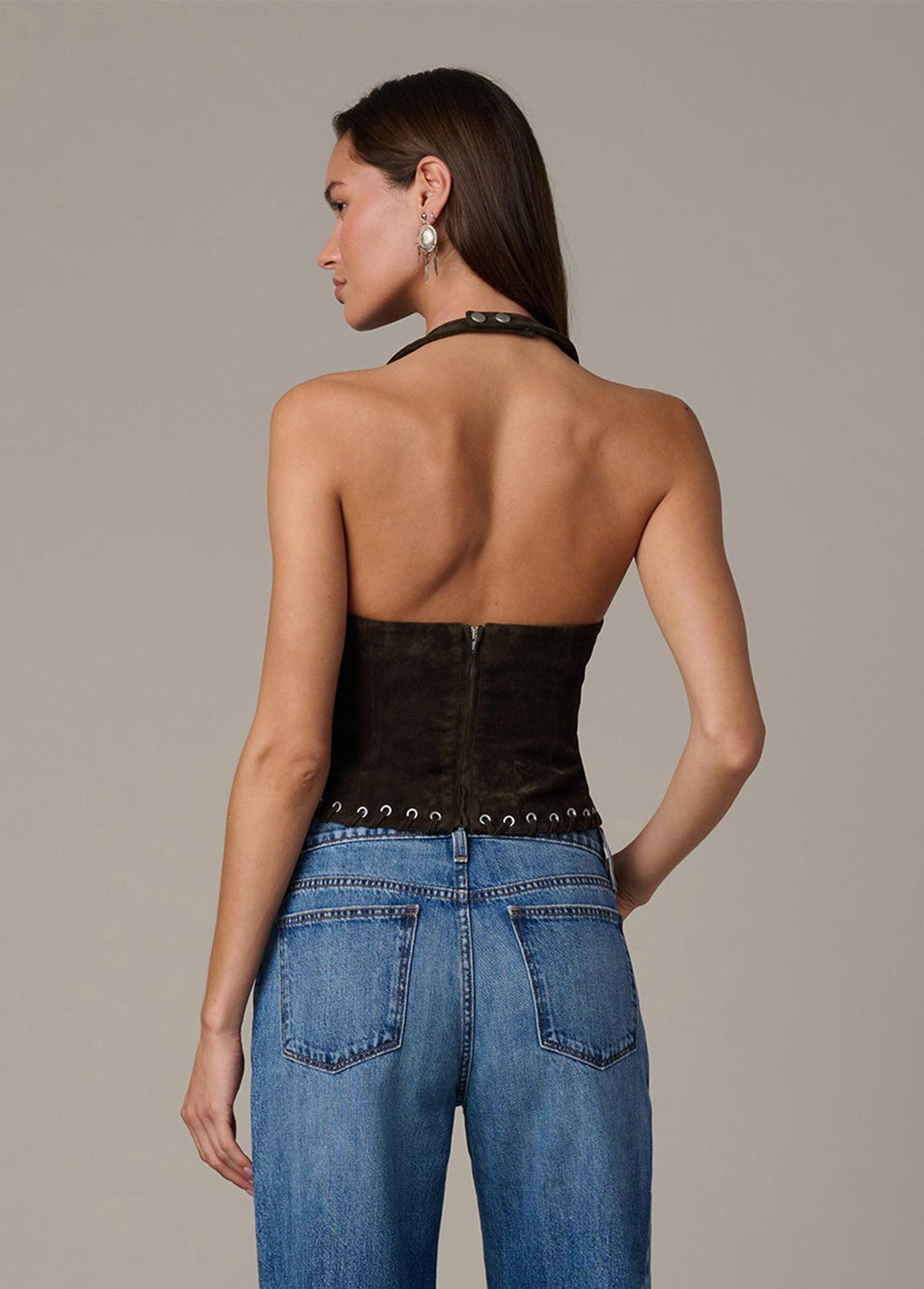 Joe's Jeans Women|Sale THE RODEO SUEDE HALTER Dark Chocolate