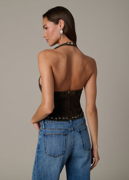 Joe's Jeans Women|Sale THE RODEO SUEDE HALTER Dark Chocolate