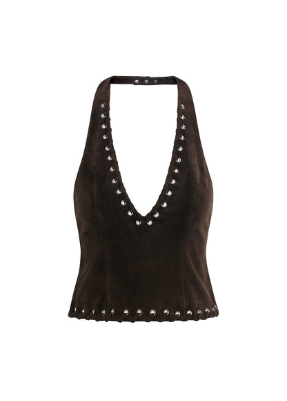 Joe's Jeans Women|Sale THE RODEO SUEDE HALTER Dark Chocolate