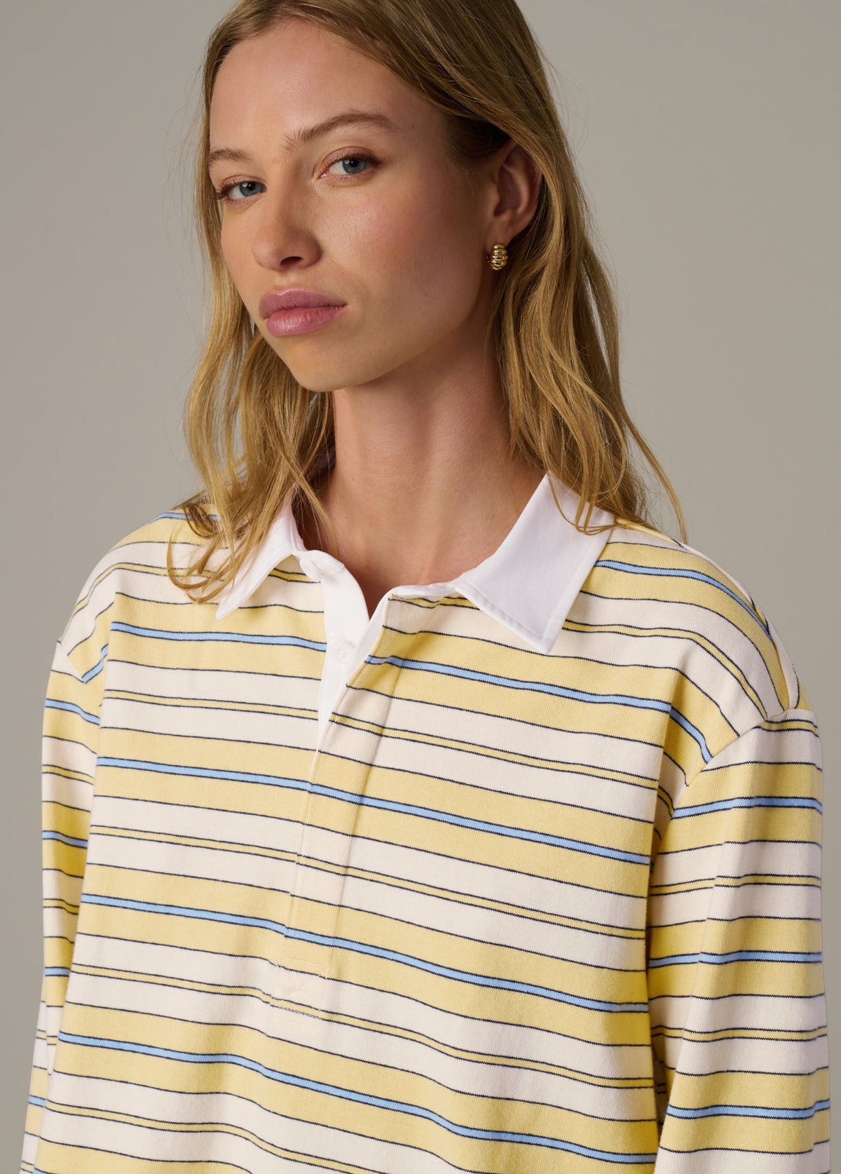 Joe's Jeans Women|Sale THE DYLAN OVERSIZED RUGBY SHIRT Panna Cotta Multi Stripe