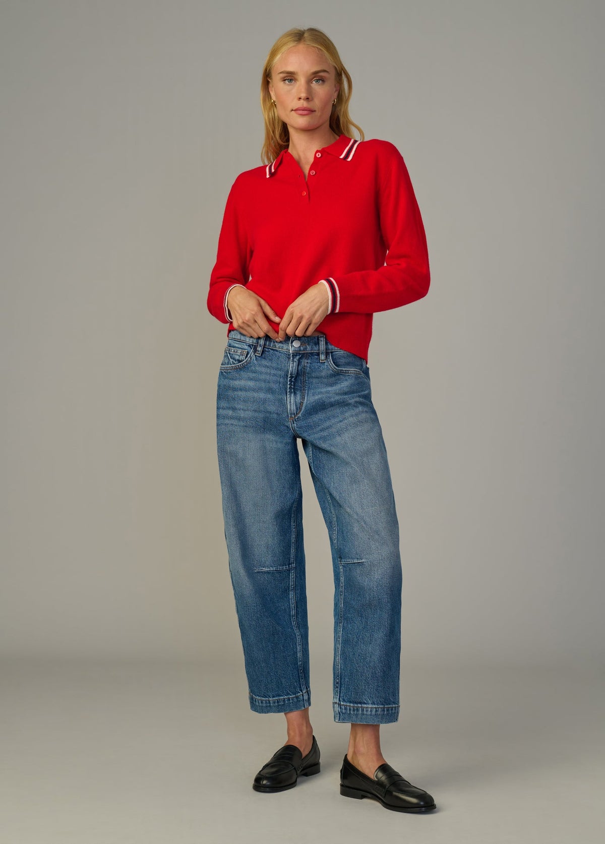 Joe's Jeans Women|Sale THE LONG SLEEVE CASHMERE POLO Cherry Red