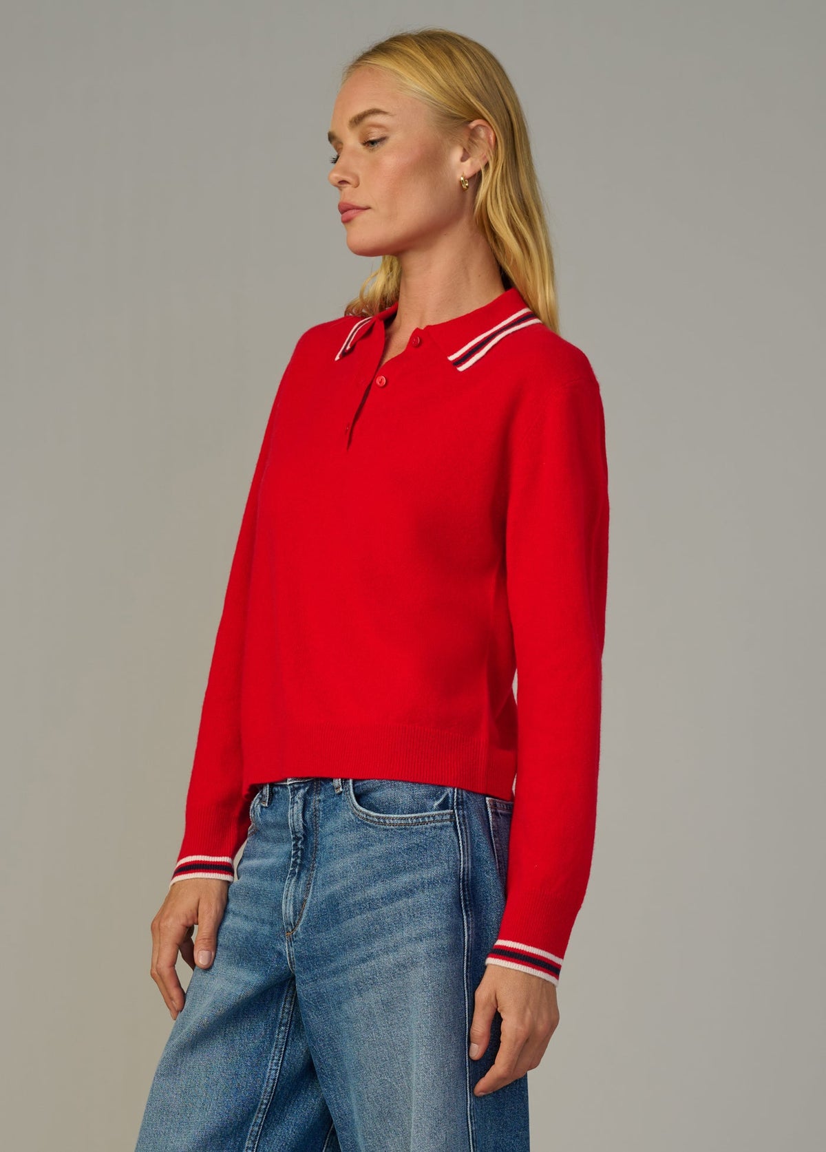Joe's Jeans Women|Sale THE LONG SLEEVE CASHMERE POLO Cherry Red