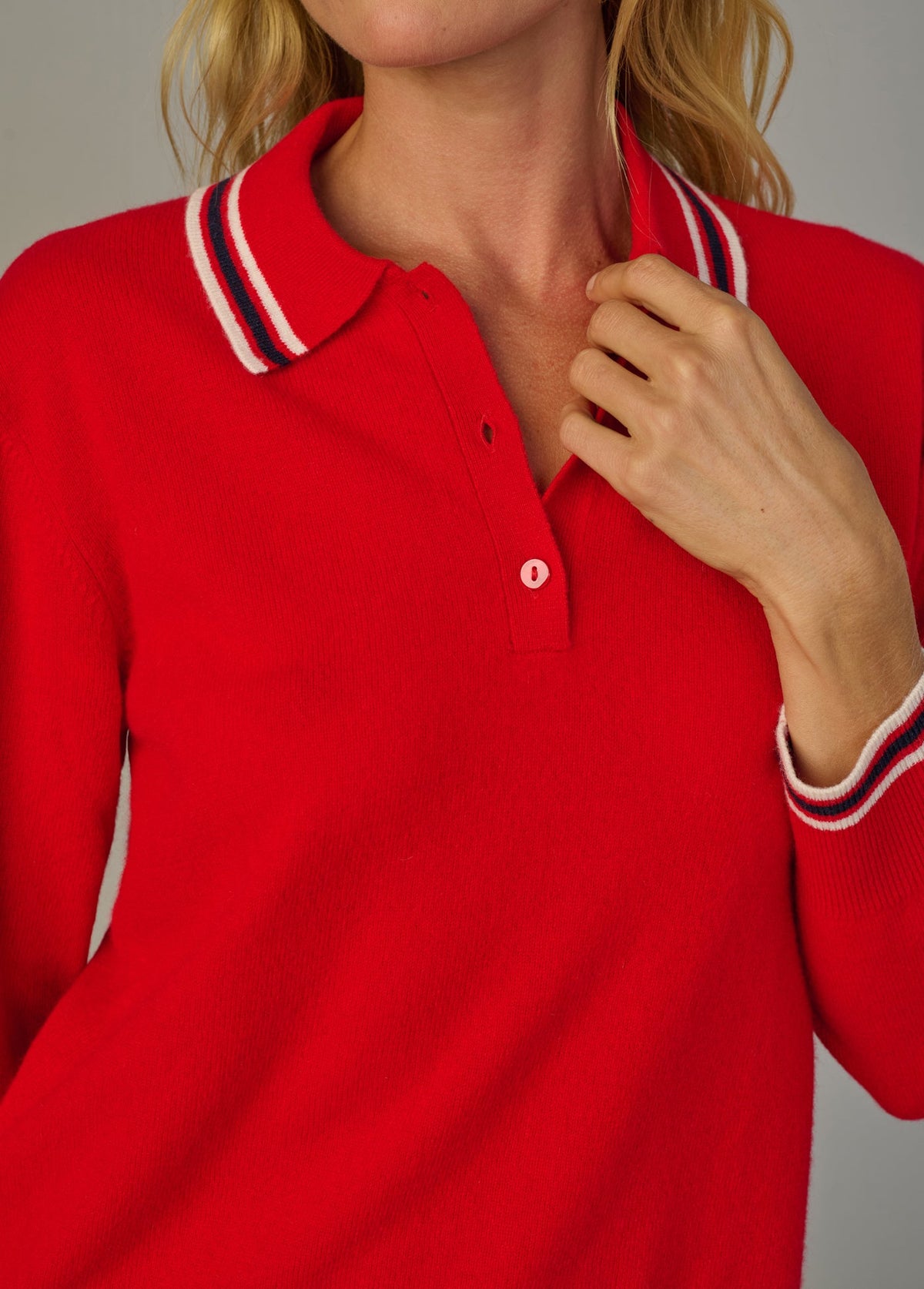 Joe's Jeans Women|Sale THE LONG SLEEVE CASHMERE POLO Cherry Red
