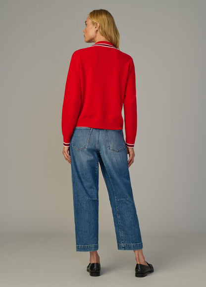 Joe's Jeans Women|Sale THE LONG SLEEVE CASHMERE POLO Cherry Red