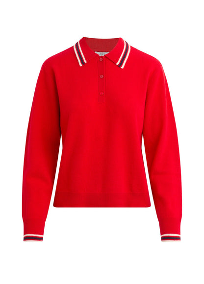 Joe's Jeans Women|Sale THE LONG SLEEVE CASHMERE POLO Cherry Red
