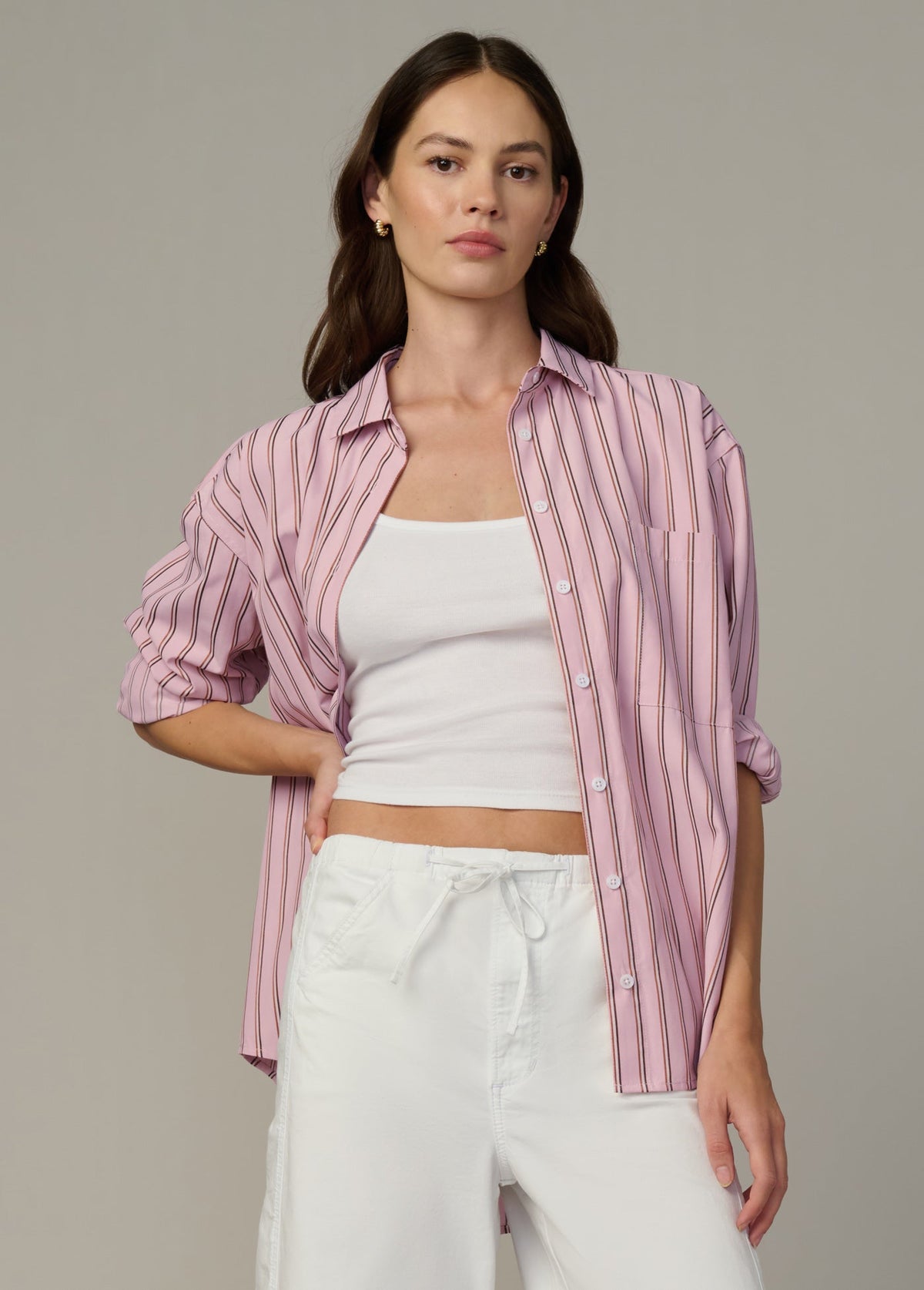 Joe's Jeans Women|Sale THE BOYFRIEND BUTTON DOWN SHIRT Blush Pink Stripe