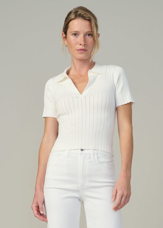 Joe's Jeans Women THE JESS POINTELLE POLO SHIRT Milk