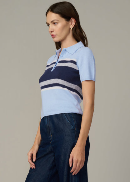 Joe's Jeans Women|Sale THE CASHMERE SHORT SLEEVE RUGBY POLO Powder Blue