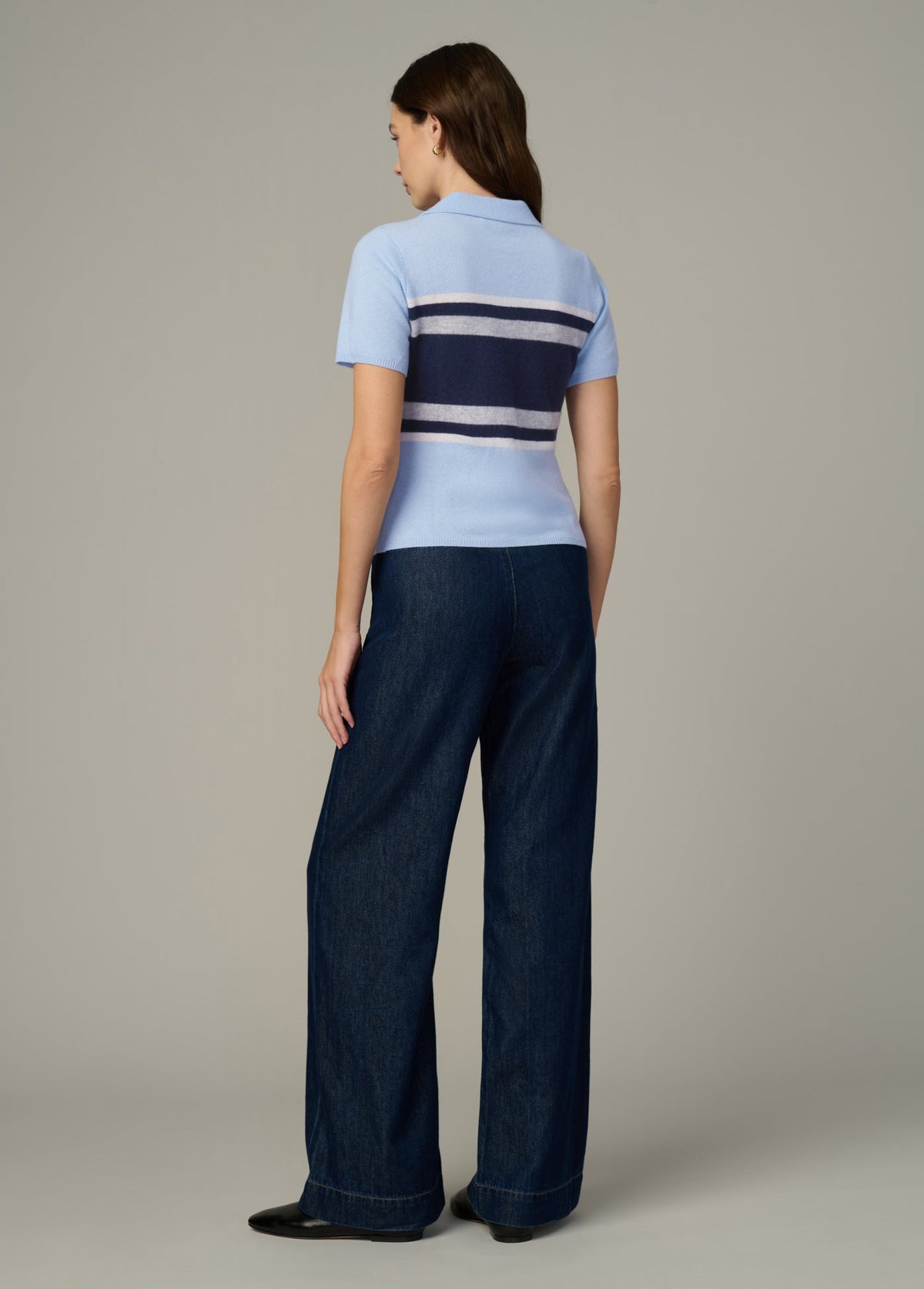 Joe's Jeans Women|Sale THE CASHMERE SHORT SLEEVE RUGBY POLO Powder Blue
