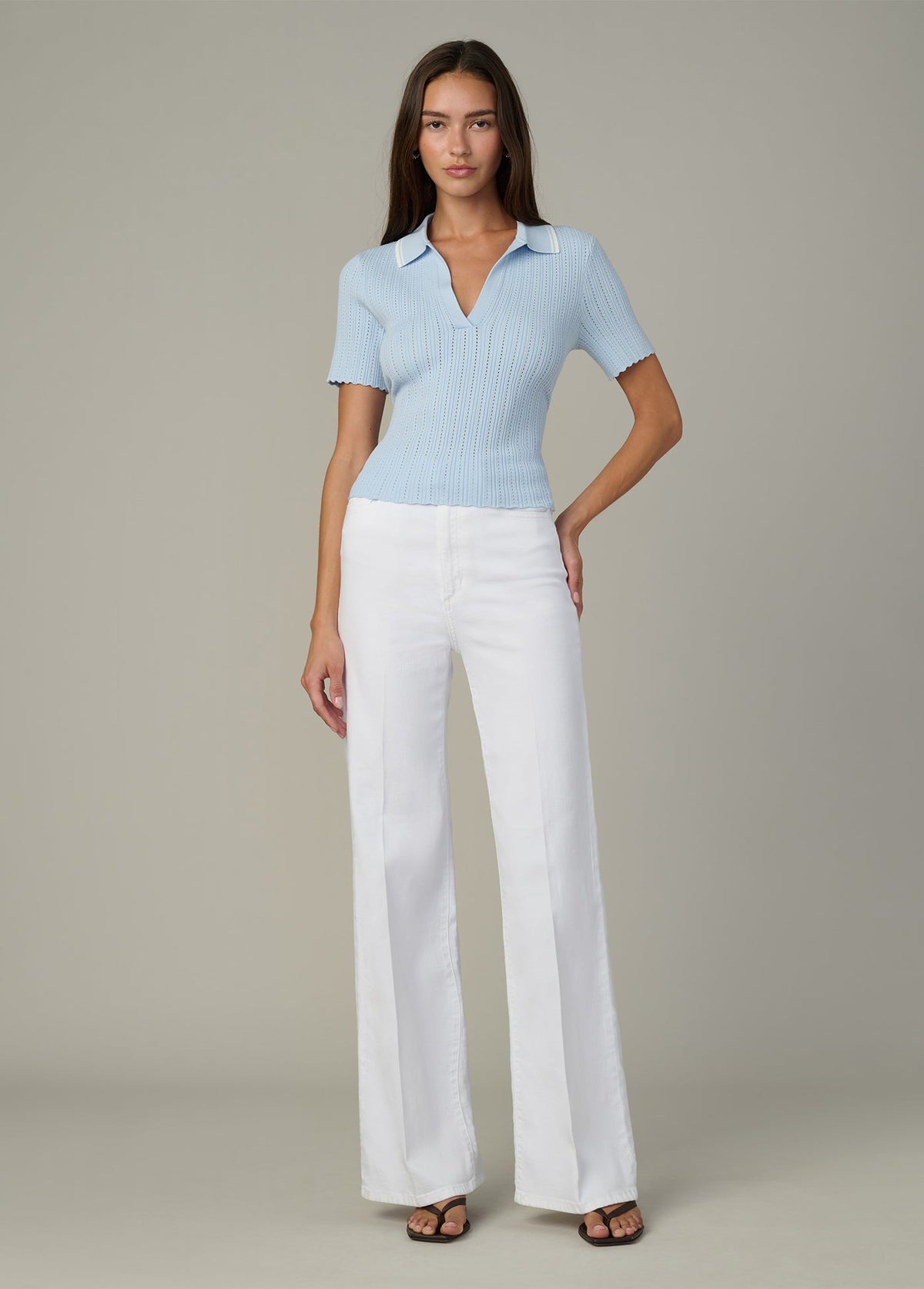 Joe's Jeans Women THE JESS POINTELLE POLO SHIRT Powder Blue