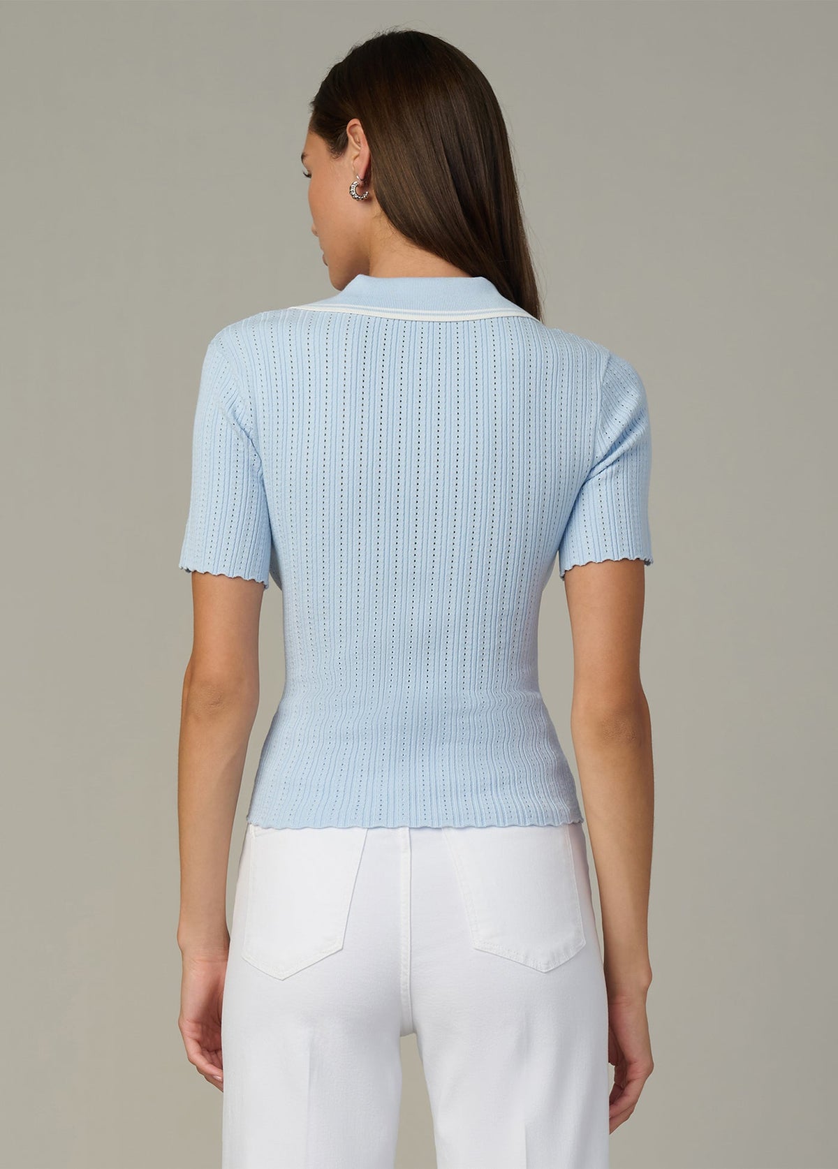 Joe's Jeans Women THE JESS POINTELLE POLO SHIRT Powder Blue