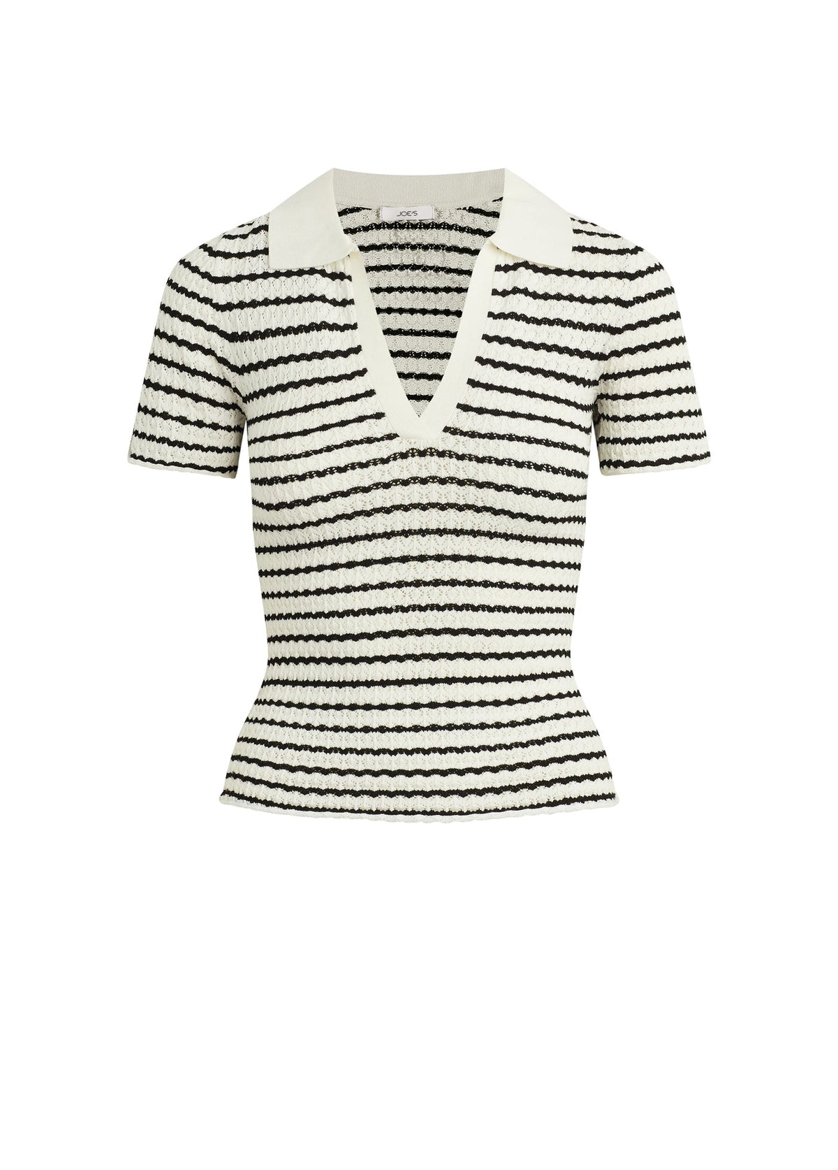 Joe's Jeans Women|Sale THE JESS POINTELLE POLO SHIRT Milk/Black Stripe