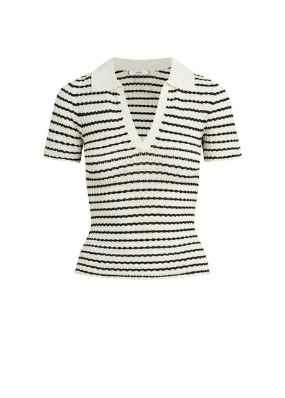 Joe's Jeans Women|Sale THE JESS POINTELLE POLO SHIRT Milk/Black Stripe