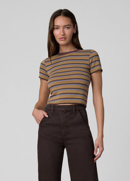 Joe's Jeans Women THE BABY TEE Camel Multi Stripe