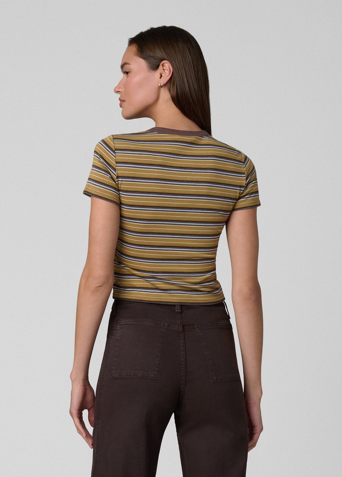 Joe's Jeans Women THE BABY TEE Camel Multi Stripe