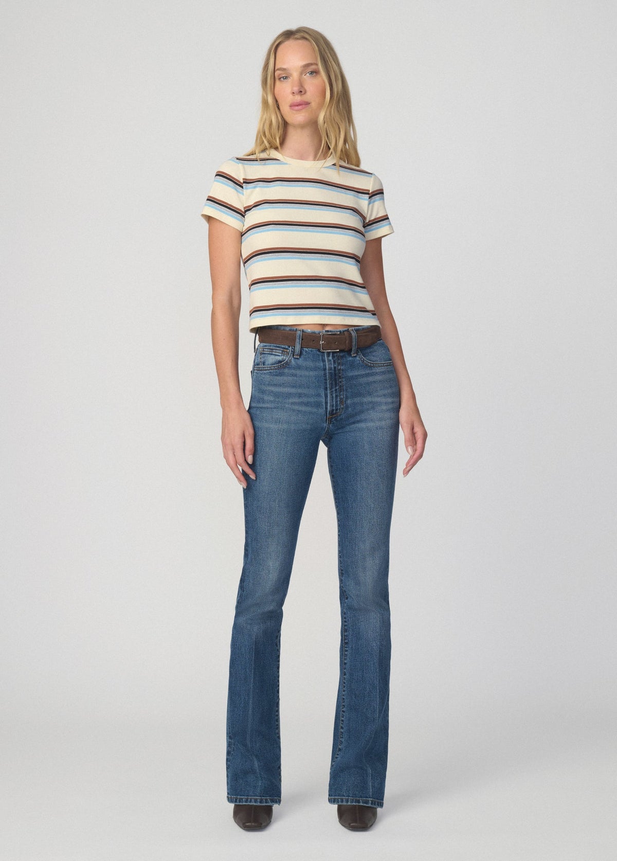 Joe's Jeans Women THE BABY TEE Ecru Multi Stripe
