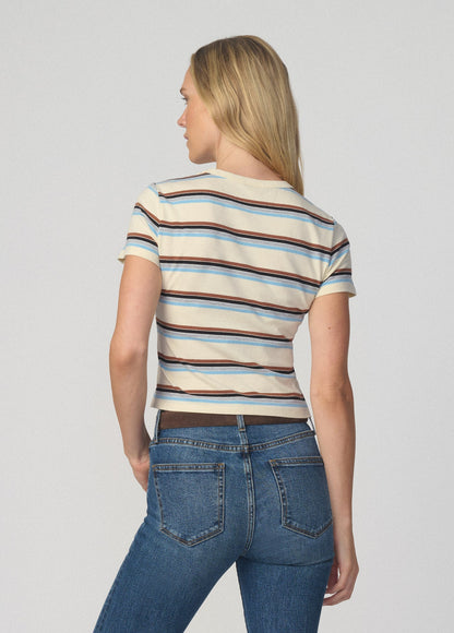 Joe's Jeans Women THE BABY TEE Ecru Multi Stripe