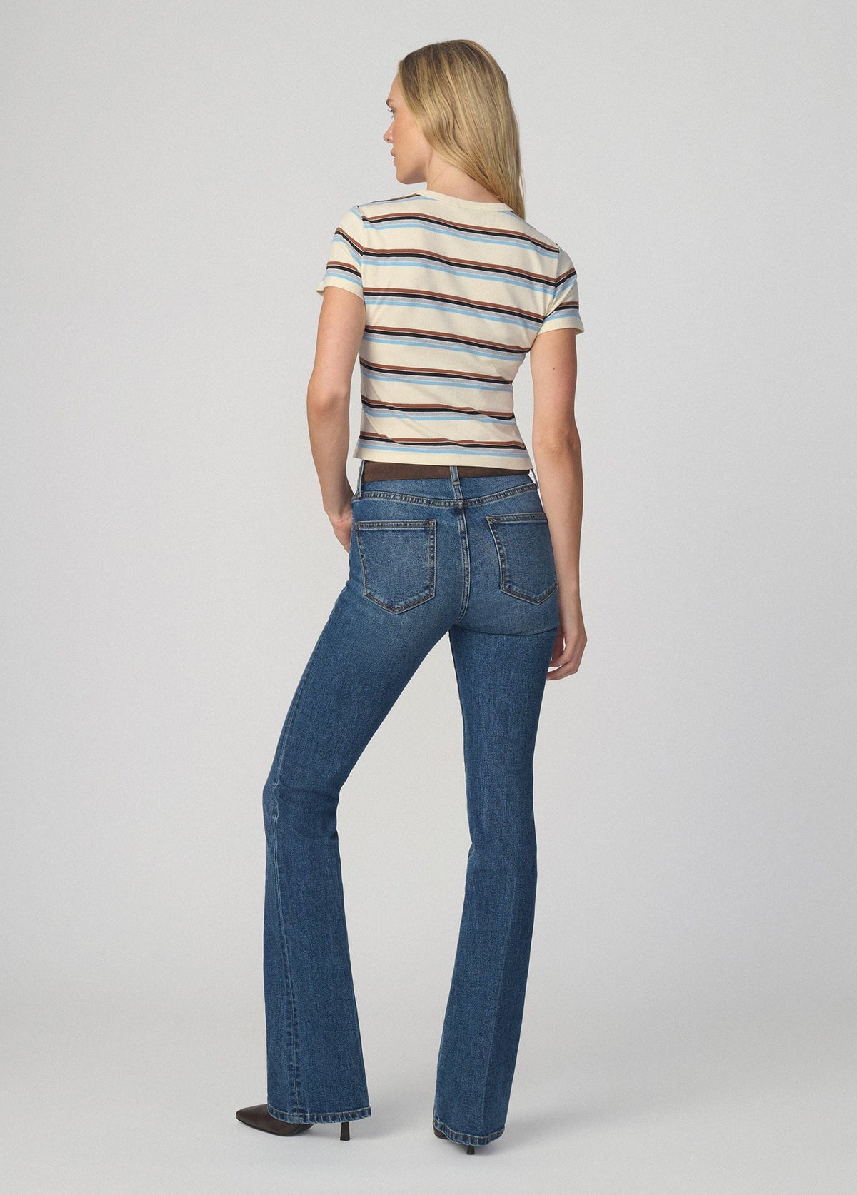 Joe's Jeans Women THE BABY TEE Ecru Multi Stripe