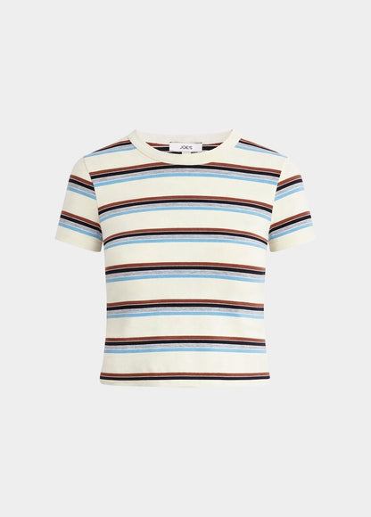 Joe's Jeans Women THE BABY TEE Ecru Multi Stripe