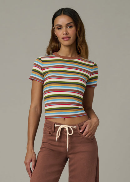 Joe's Jeans Women THE BABY TEE Multi Variegated Stripe
