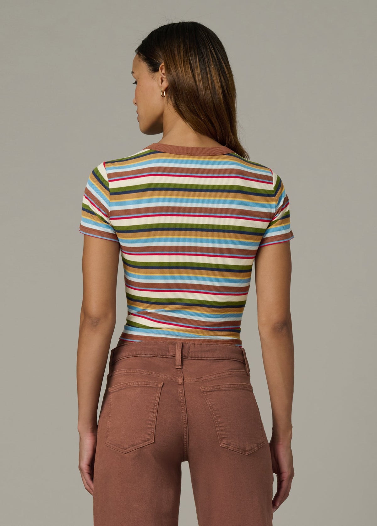 Joe's Jeans Women THE BABY TEE Multi Variegated Stripe